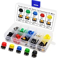 RUNCCI-YUN 80pcs 12 x 12 x 7.3 mm interruptor de botón táctil，micro interruptor，Interruptor táctil momentáneo，con 5…